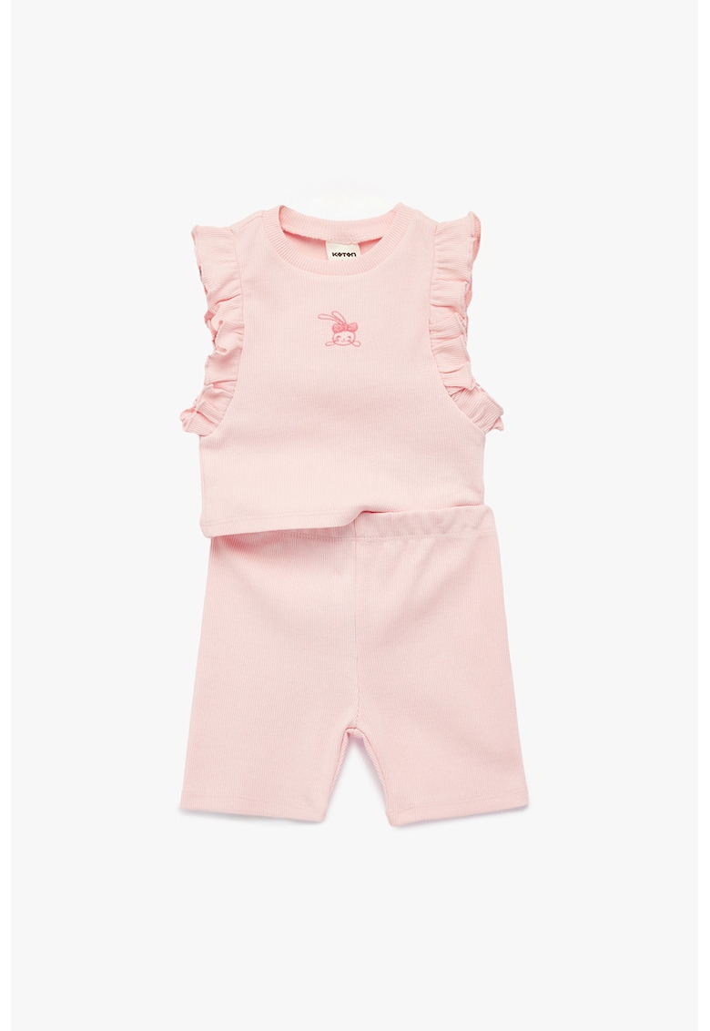 Set de colanti scurti si top - Roz pastel