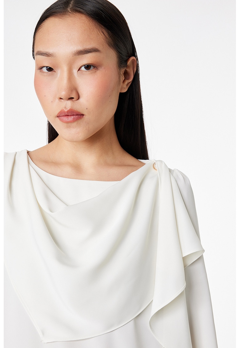 Bluza uni cu volane - Alb murdar