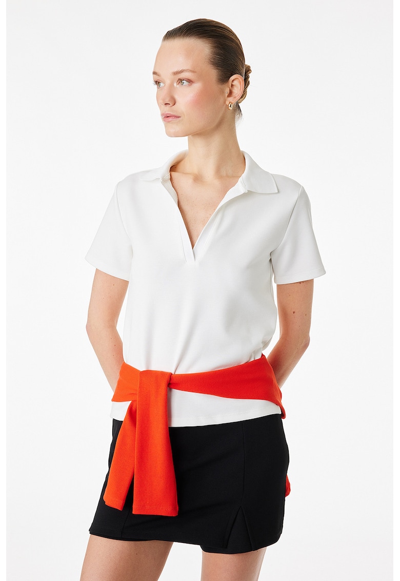 Tricou polo din amestec de modal - Alb optic