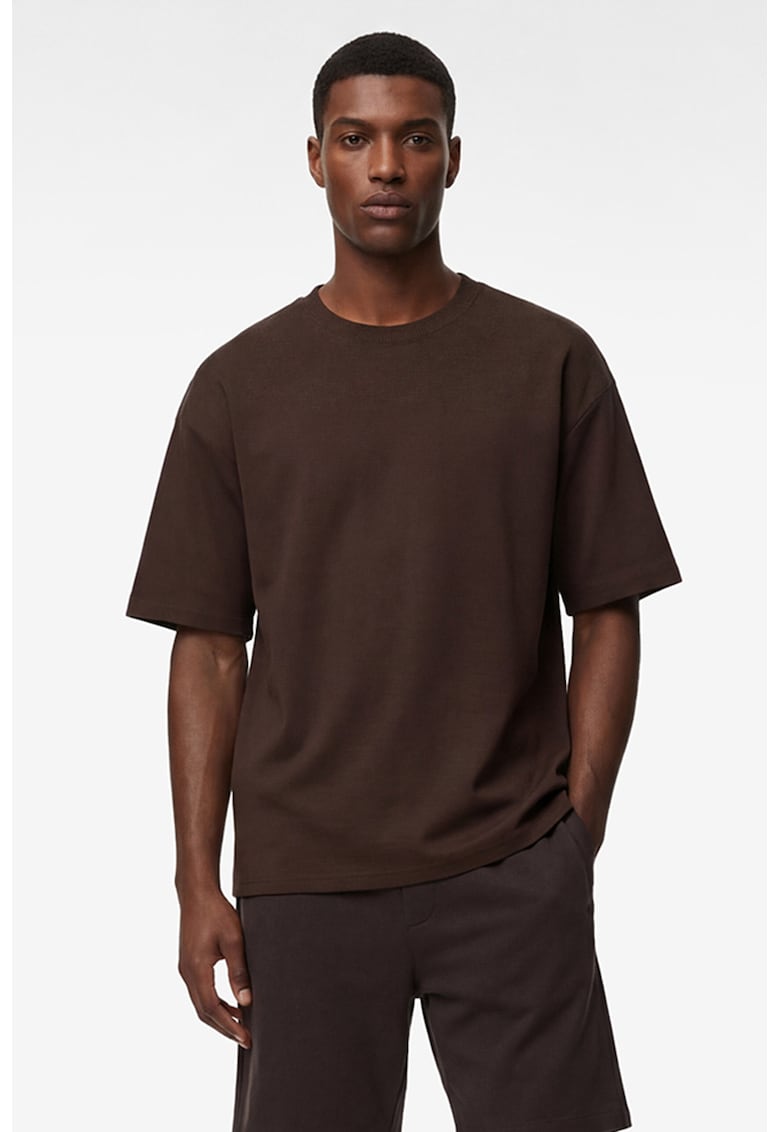 Tricou regular fit de bumbac - Maro inchis