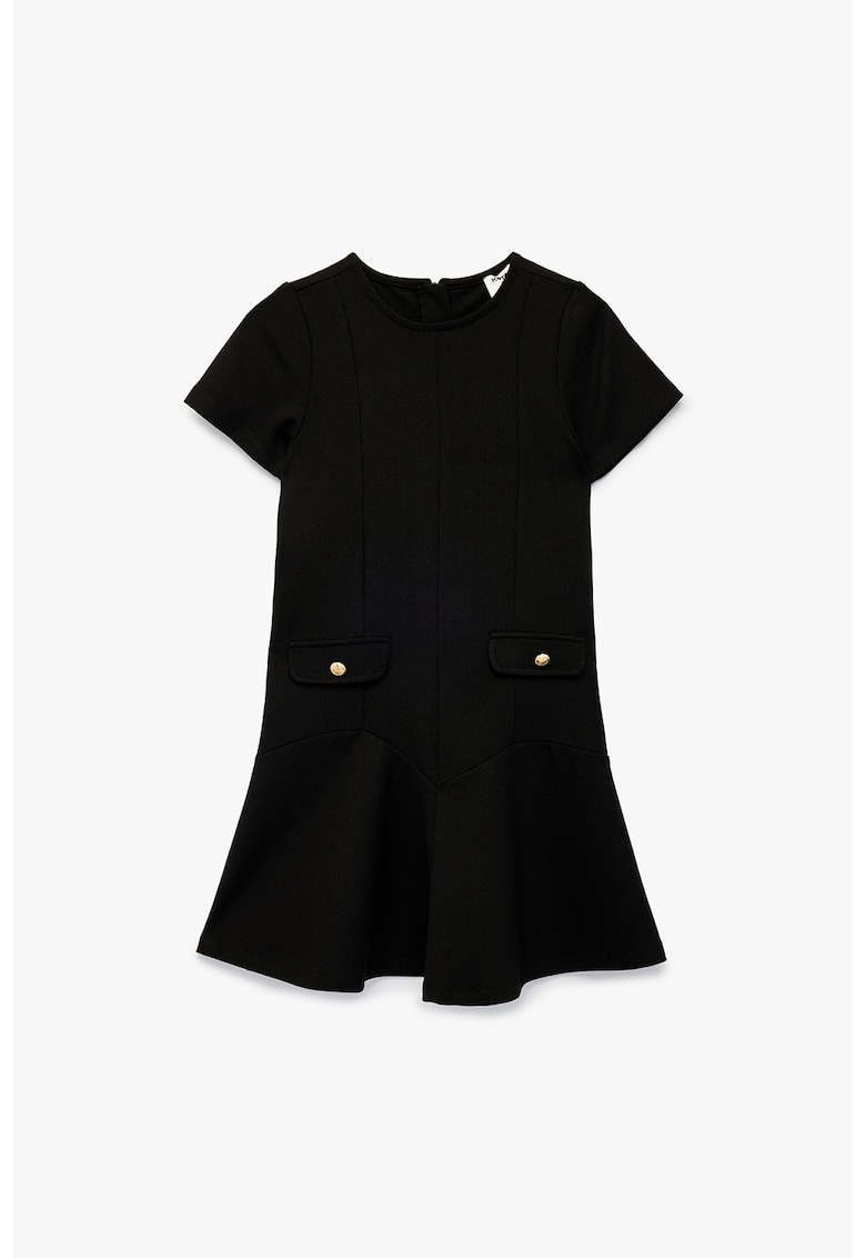 Rochie cu clape decorative - Negru