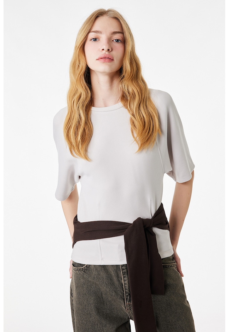 Tricou uni din amestec de modal - Alb murdar