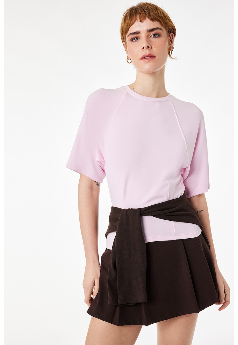 Tricou uni din amestec de modal - Roz pastel