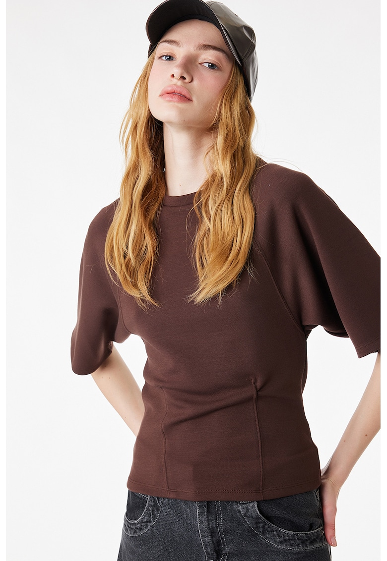Tricou uni din amestec de modal - Maro inchis