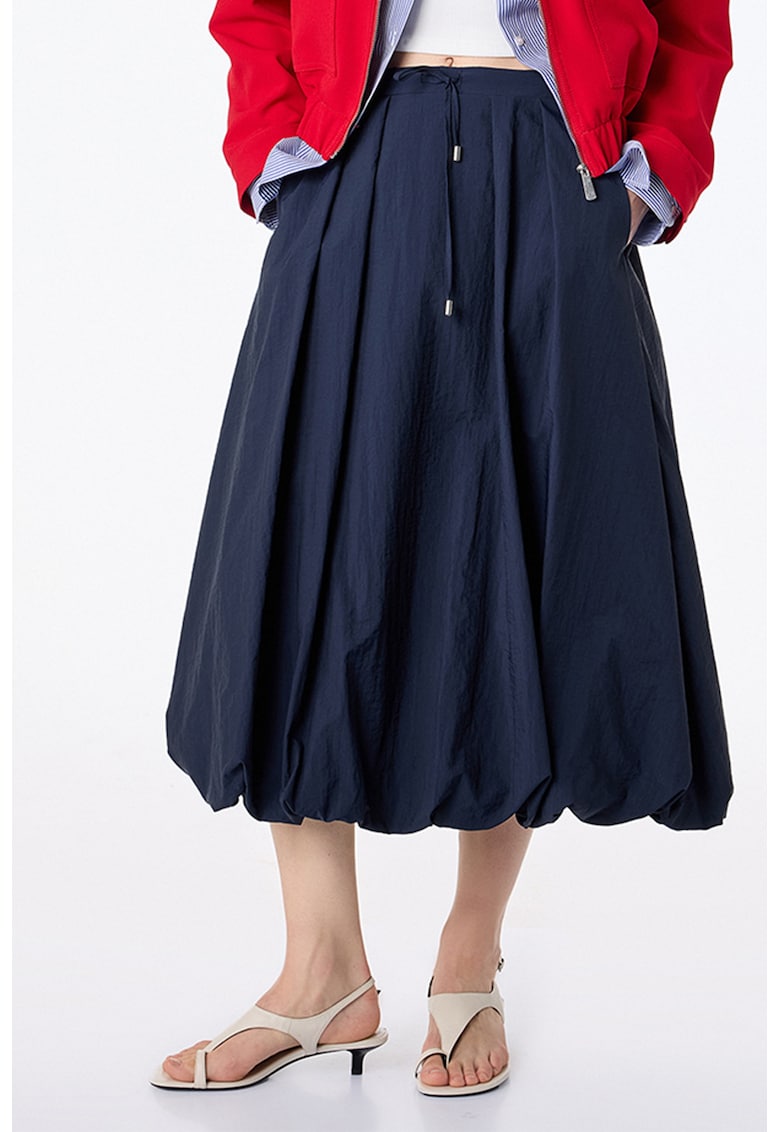 Fusta midi cu buzunare - Bleumarin