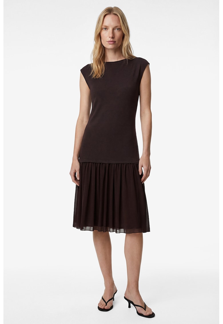 Rochie 2 in 1 cu garnituri cu tul - Maro cognac