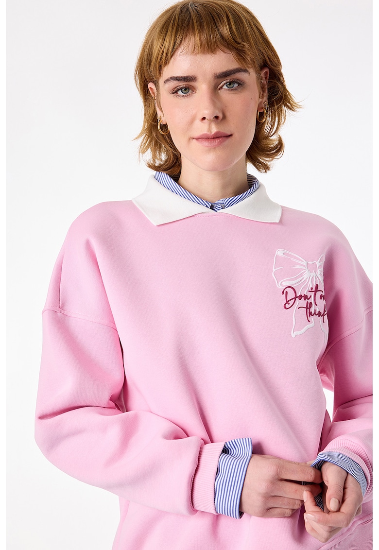 Bluza de trening din amestec de bumbac cu model 2 in 1 - Rosu/Roz