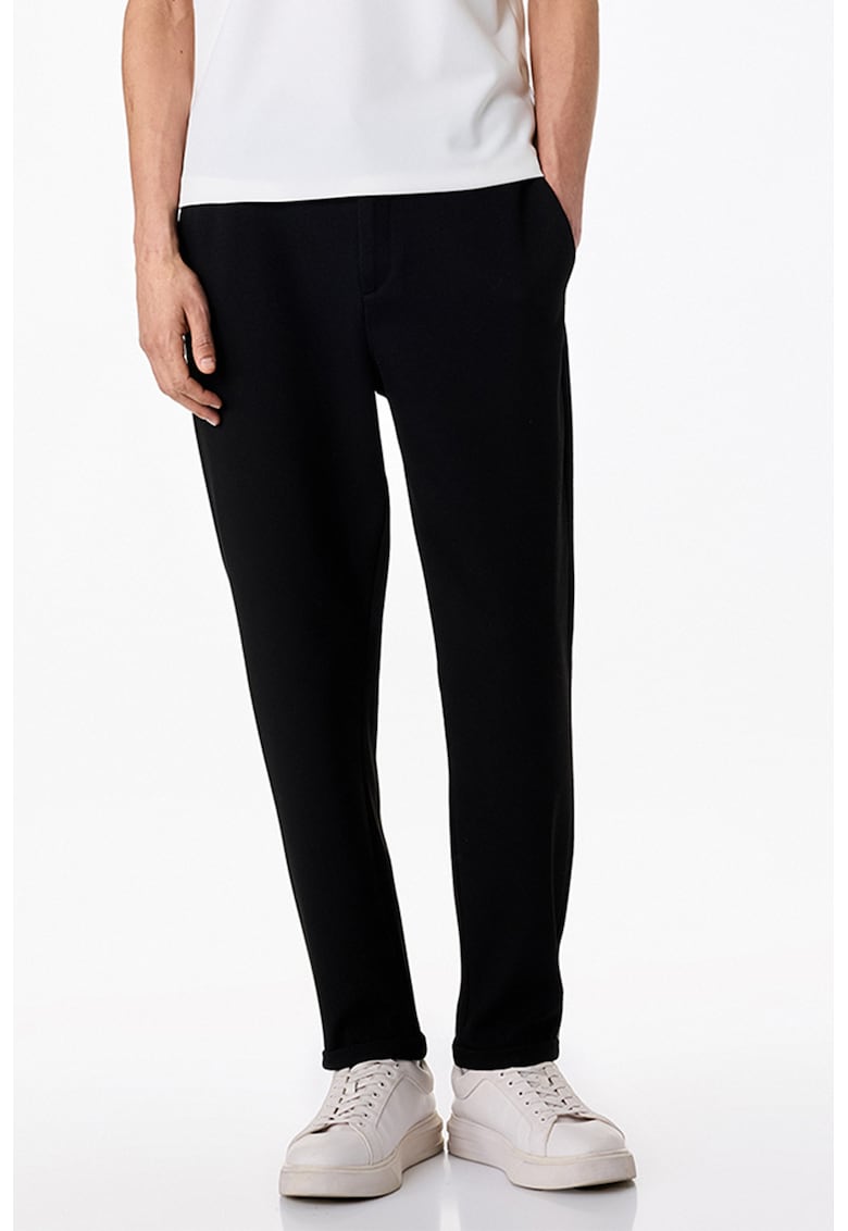 Pantaloni conici cu talie elastica - Negru