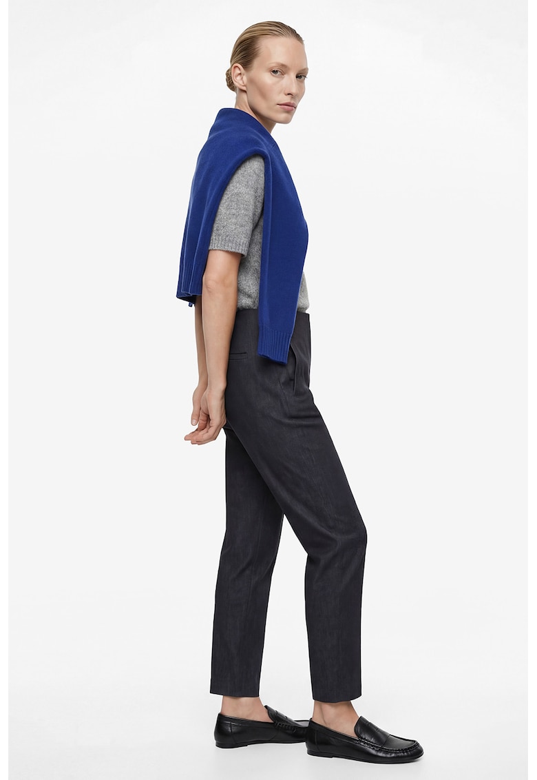 Pantaloni crop cu talie inalta - Gri inchis