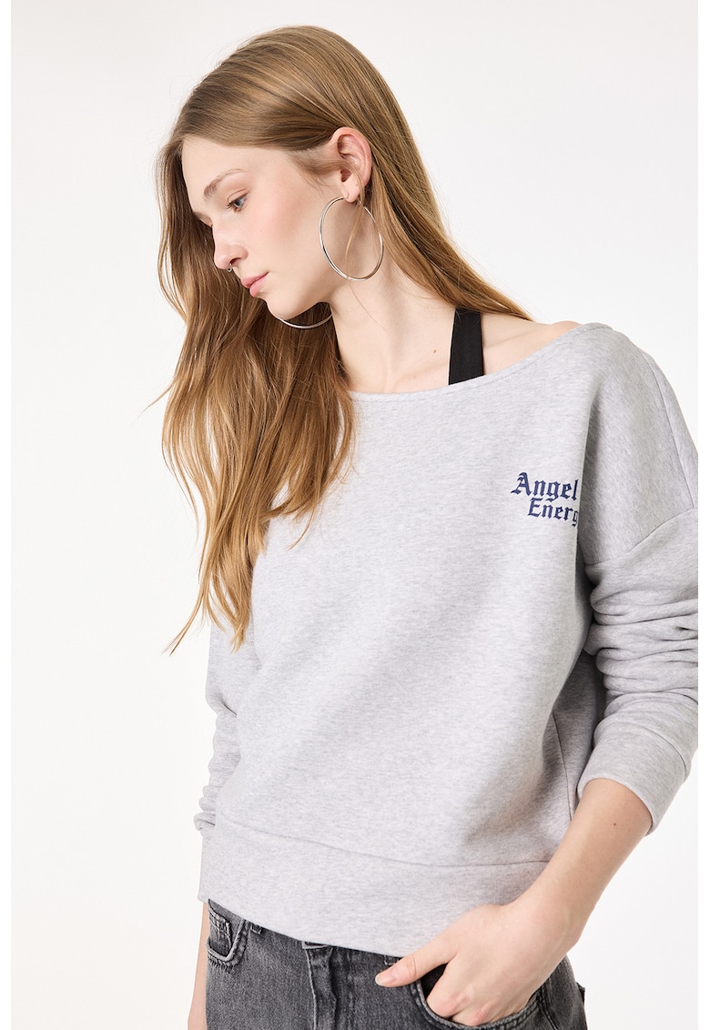 Bluza de trening din amestec de modal cu imprimeu pe spate - Gri