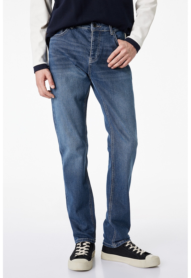 Blugi slim fit cu aspect decolorat - Albastru prafuit