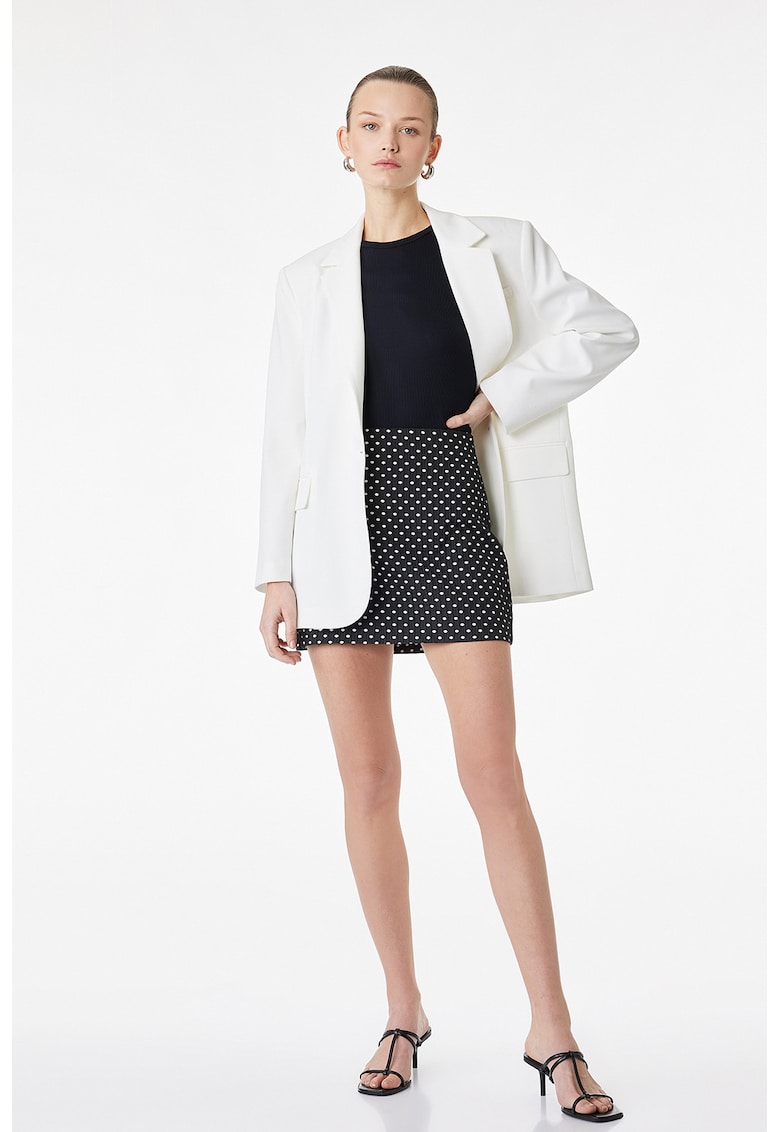 Fusta mini cu buline - Alb/Negru stins