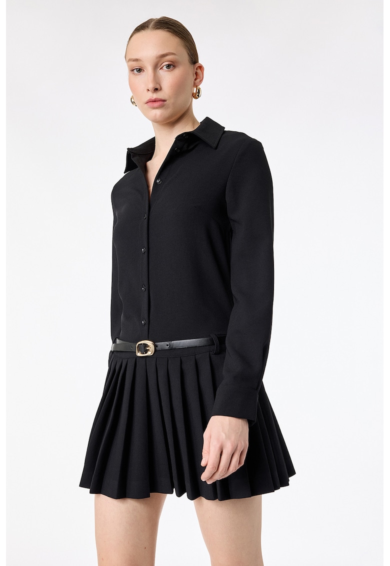 Rochie cu model 2 in 1 - guler si pliuri - Negru