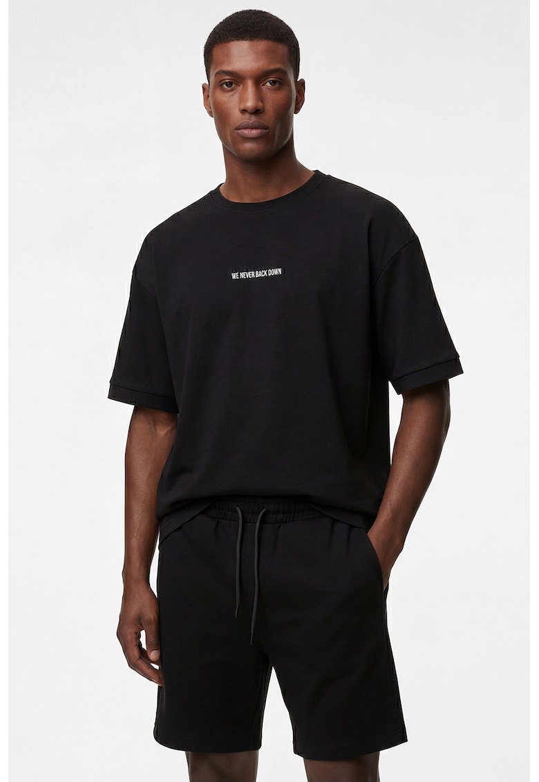 Tricou cu maneci cazute - Negru