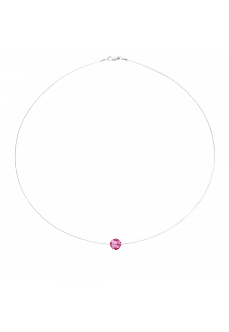 Colier fir transparent cu Cristal Preciosa Roz