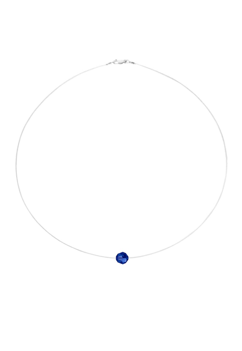 Colier fir transparent cu Cristal Preciosa Albastru inchis