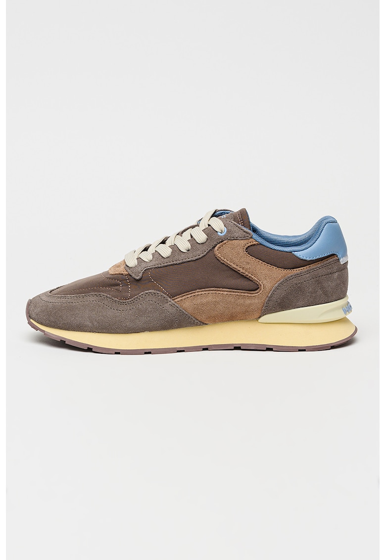 Pantofi sport City de piele intoarsa si material textil cu model colorblock - Maro