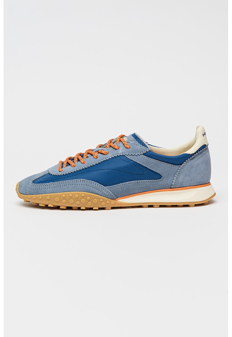 Pantofi sport Bridge low-cut cu garnituri de piele intoarsa - Albastru