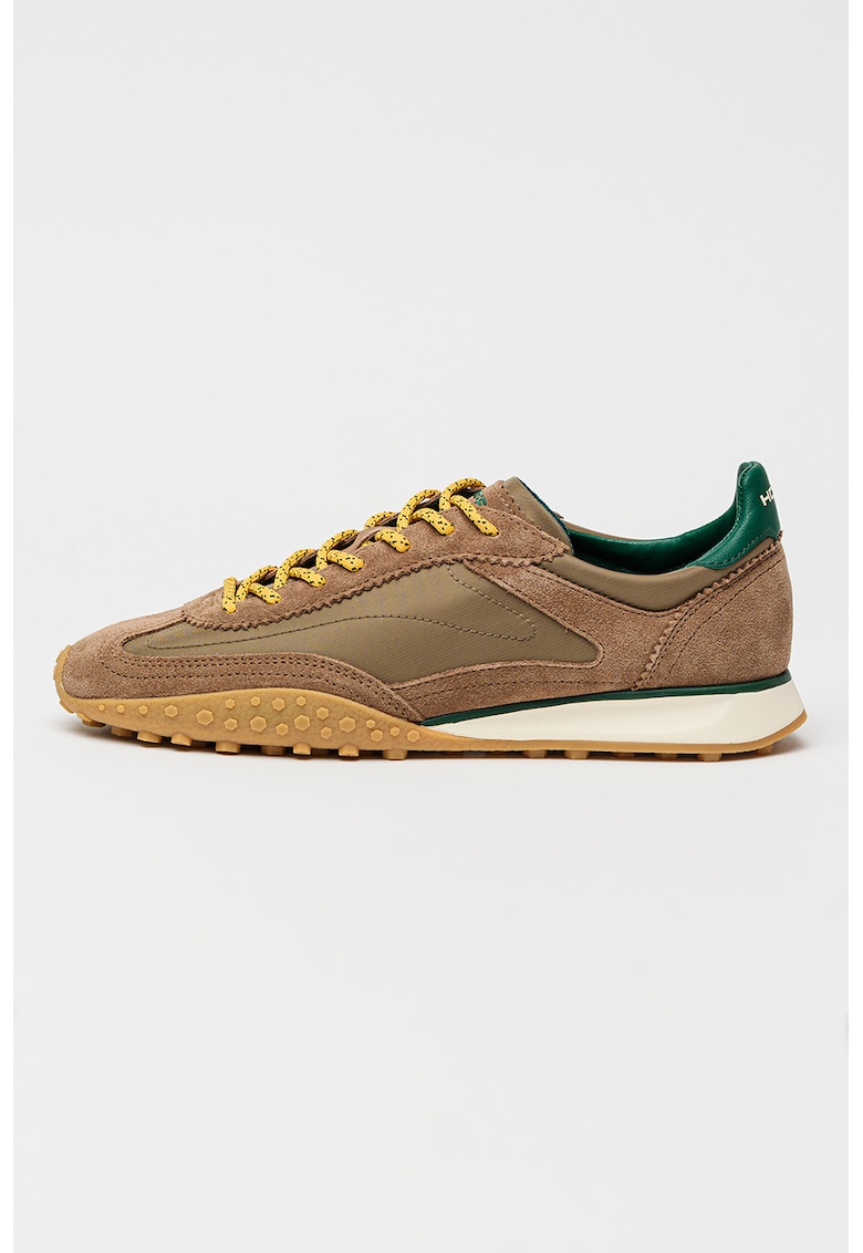 Pantofi sport Bridge low-cut cu garnituri de piele intoarsa - Maro
