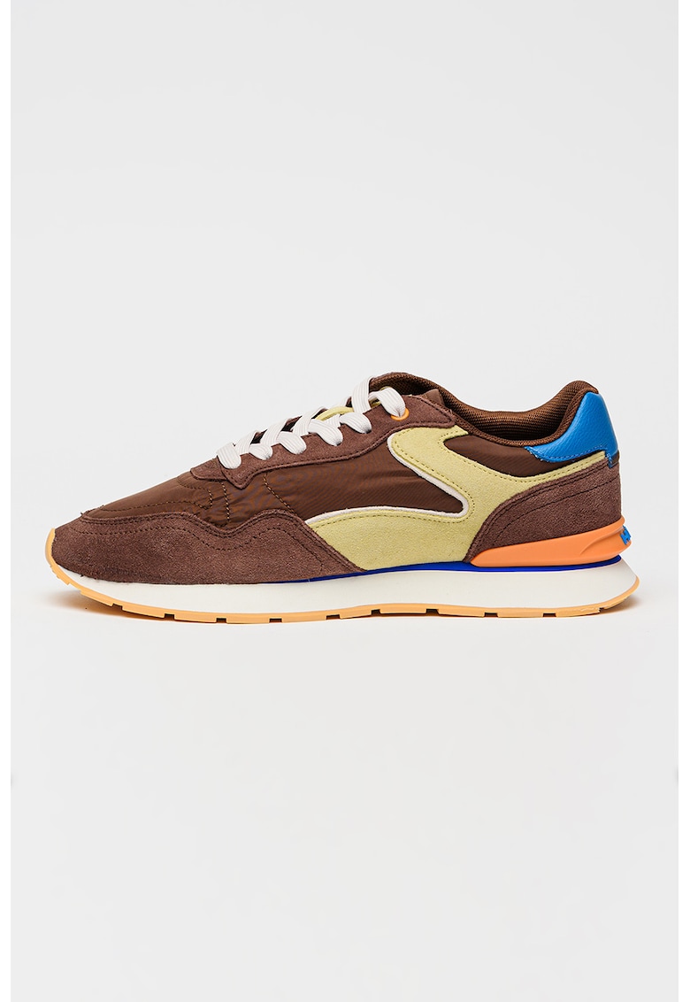 Pantofi sport City de piele intoarsa - Maro cognac/Verde fistic