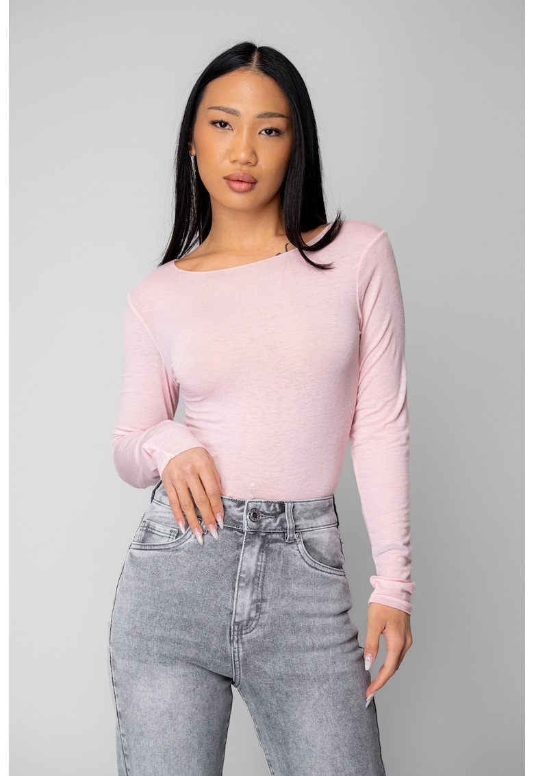 Bluza subtire din mix de casmir Light Pink 20623 - Light Pink