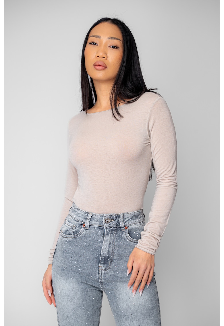 Bluza subtire din mix de casmir Beige 20617 - Bej
