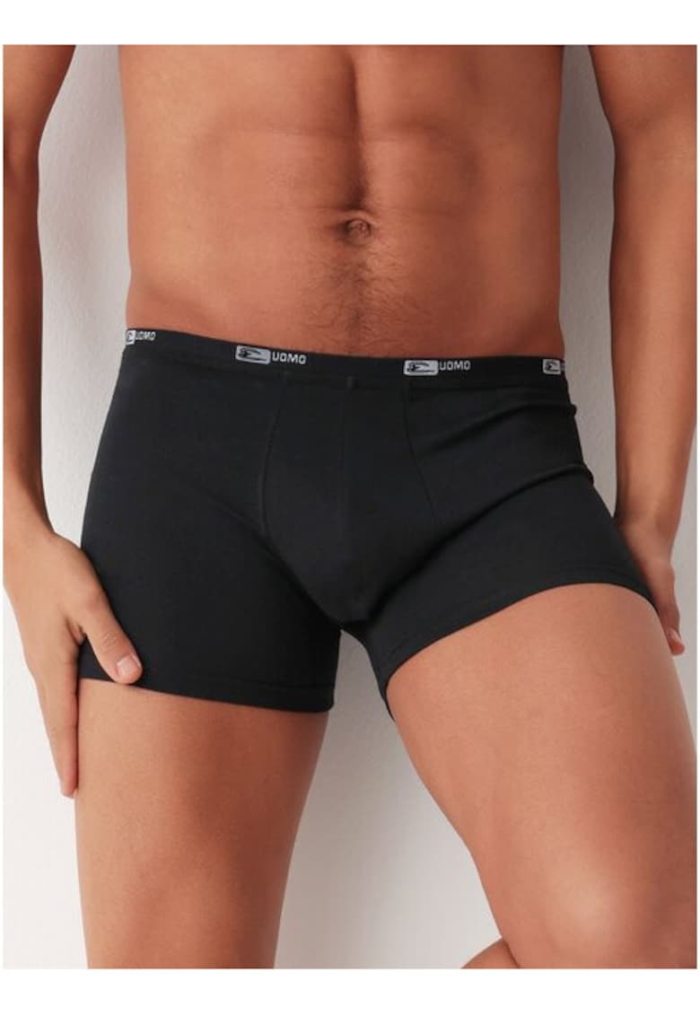 Set 2 perechi boxeri clasici bumbac talie joasa GU017 0002 - Negru