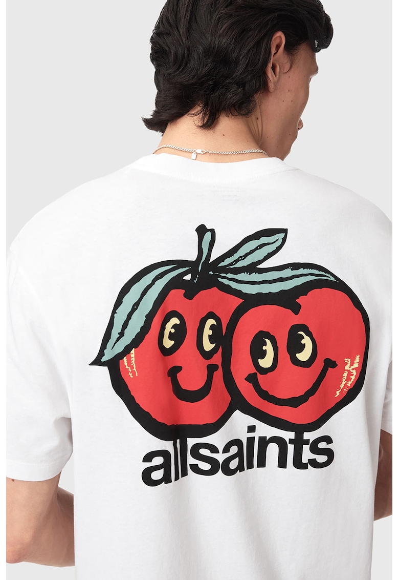 Tricou din bumbac organic cu imprimeu pe partea din spate - Alb