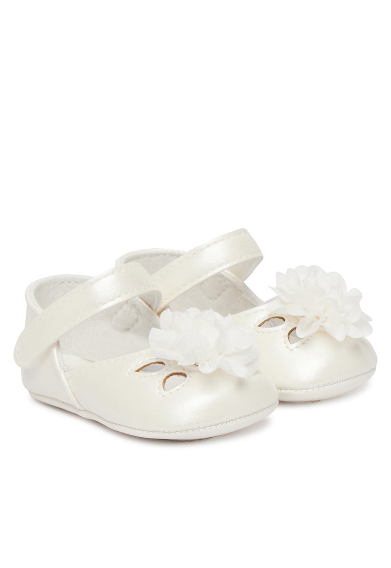 Pantofi fete - piele ecologica - alb - sistem inchidere Velcro