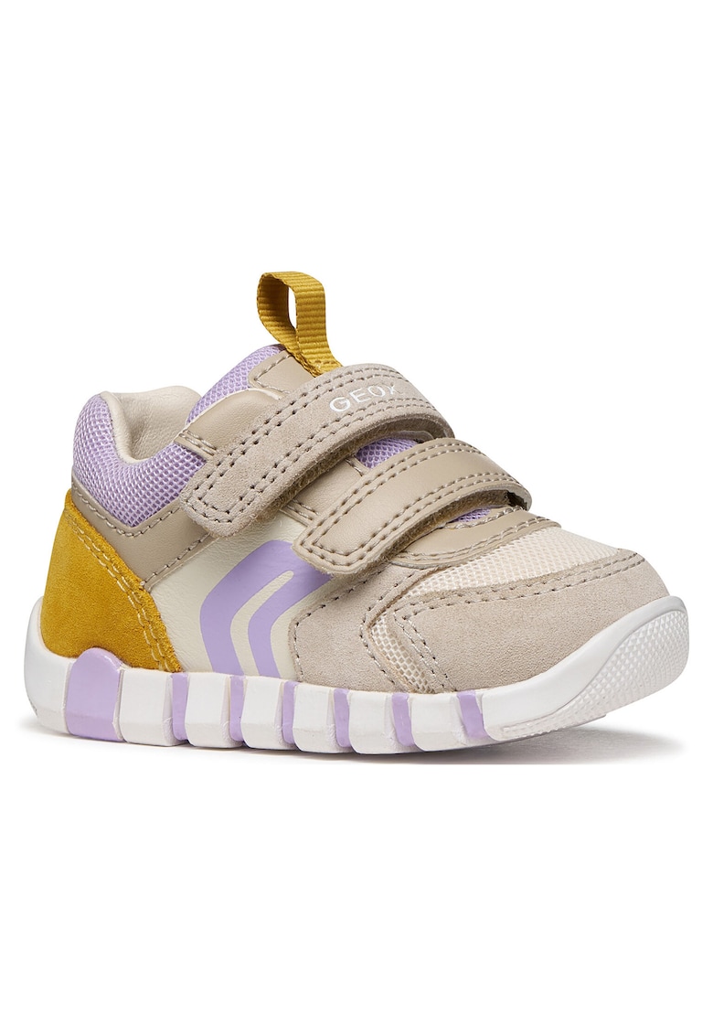 Pantofi copii - sneakers - bej - material textil - piele naturala - sistem Velcro