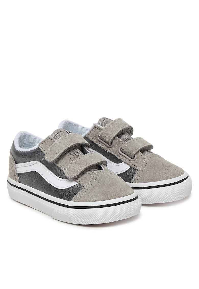Pantofi sport copii - tenisi fete - argintiu - material textil - sistem inchidere Velcro -