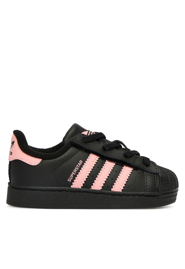 Pantofi sport copii - piele ecologica - velcro - negru/roz