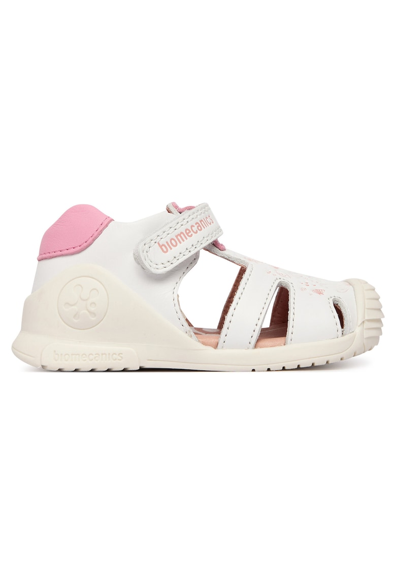 Sandale copii - piele naturala - alb - sistem inchidere Velcro