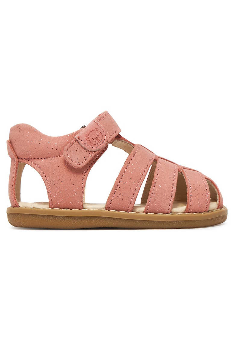 Sandale fete piele naturala - roz - sistem inchidere Velcro