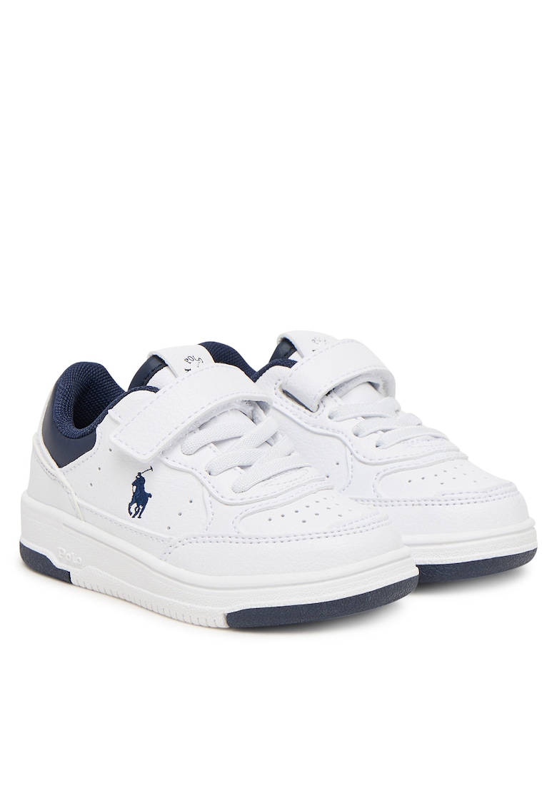Pantofi sport copii - piele ecologica - cu velcro - alb -