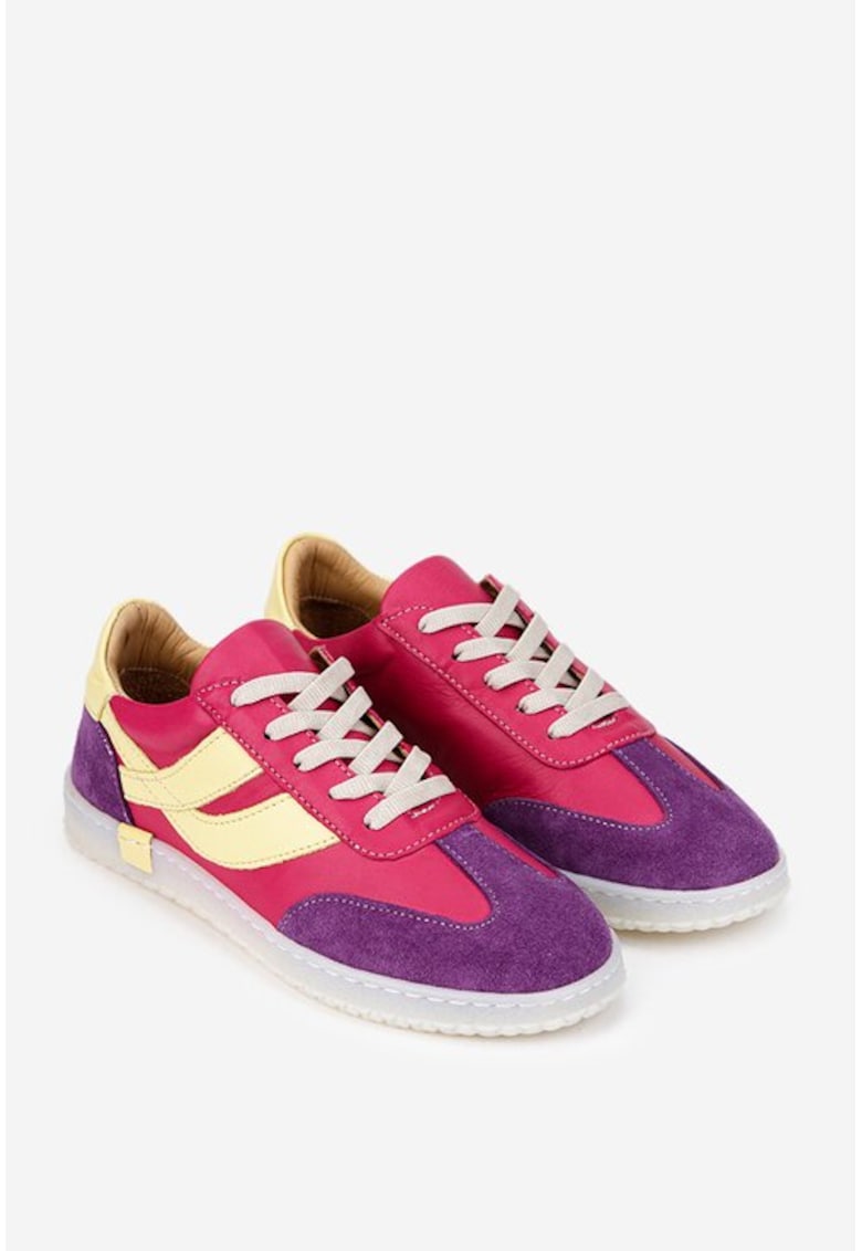 Pantofi dama multicolori din piele naturala