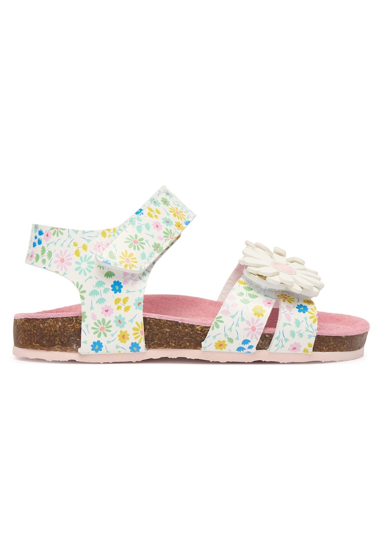 Sandale piele ecologica - alb/multicolor