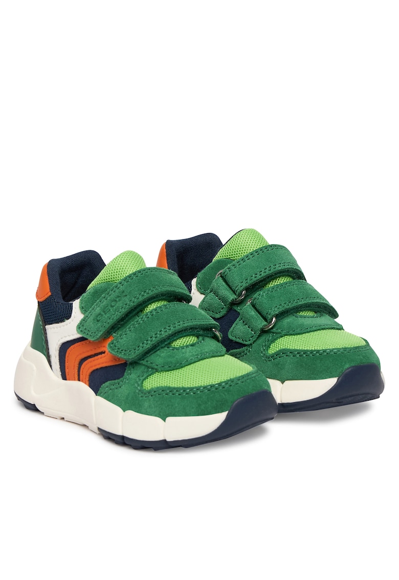 Pantofi sport copii - piele naturala - verde - sistem inchidere Velcro