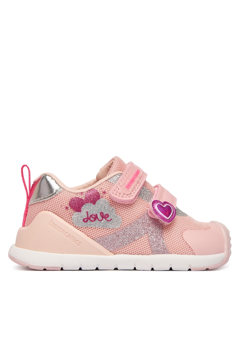 Pantofi sport fete - velcro - roz - material textil