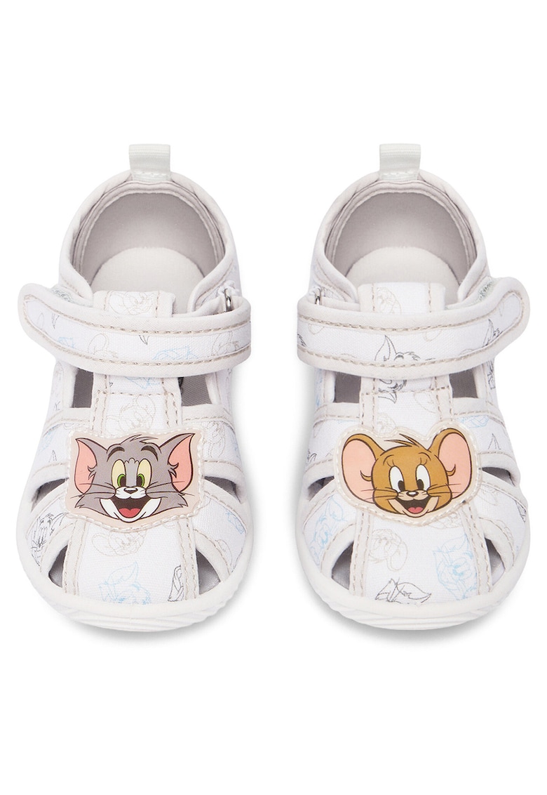 Sandale copii - Tom & Jerry - material textil - gri - inchidere velcro