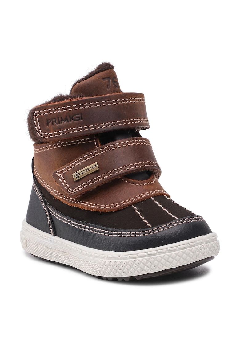 Cizme de zapada copii - piele naturala - velcro - maro -