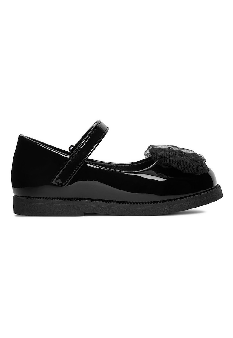 Balerini fete - velcro - negru - material sintetic