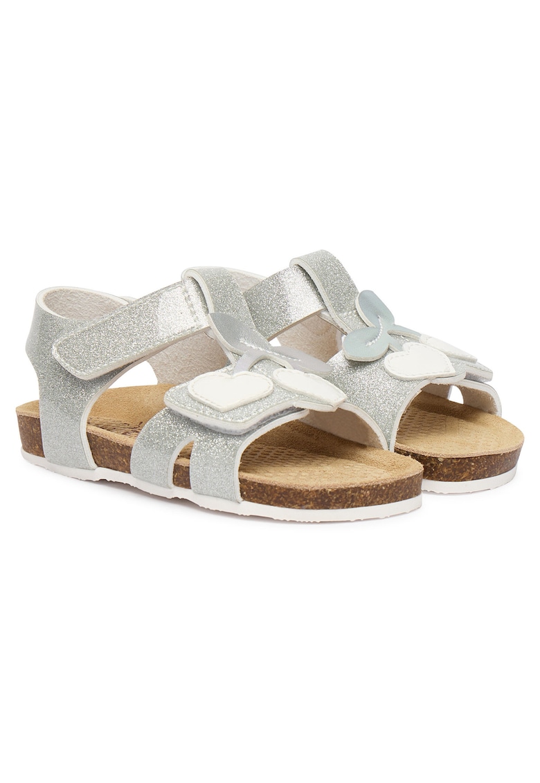 Sandale copii - argintiu - piele ecologica - sistem inchidere Velcro -