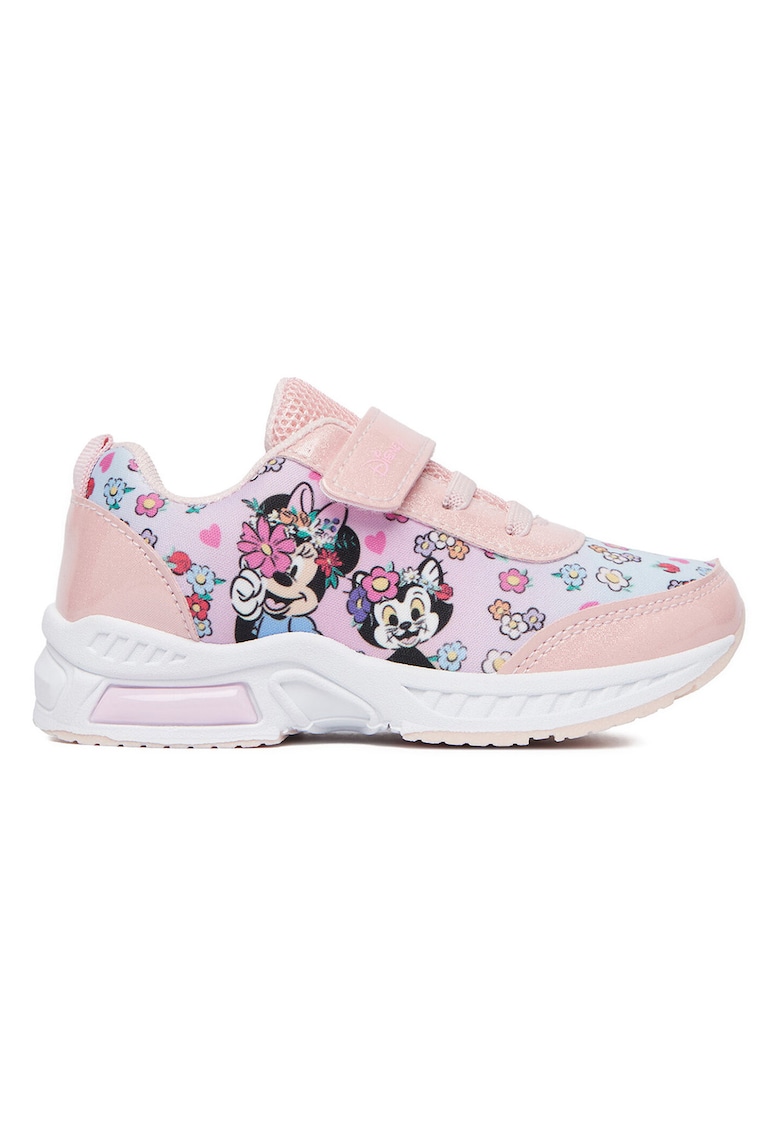 Adidasi copii - velcro - roz - textil - set cu LED-uri