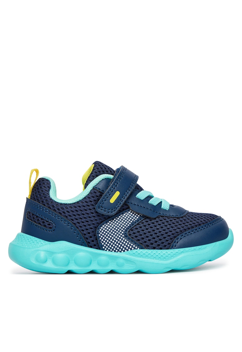Pantofi sport copii - albastru/galben - textil - sistem inchidere Velcro
