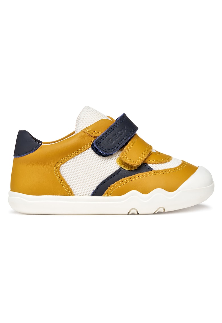 Pantofi sport copii - piele naturala - portocaliu - velcro - tehnologie barefoot