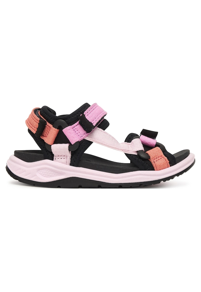 Sandale fete - roz/negru - material textil - sistem inchidere Velcro