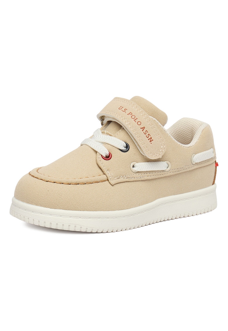 Pantofi copii - U.S. Polo Assn - bej - textil - sistem inchidere Velcro
