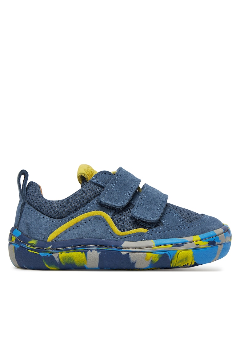 Pantofi sport copii - piele intoarsa si material textil - albastru - sistem inchidere Velcro -