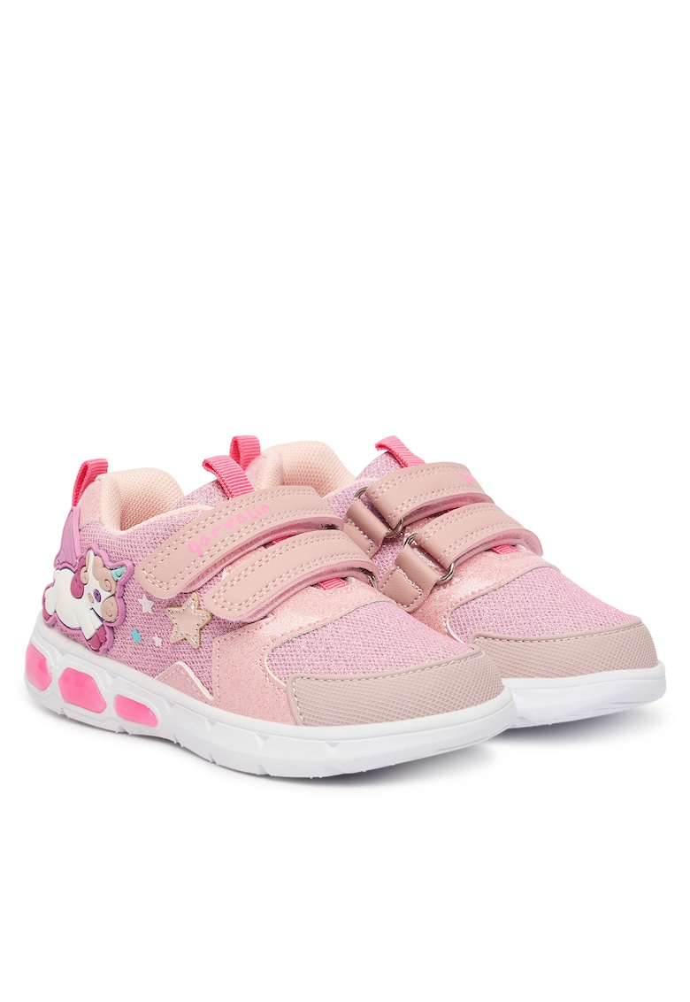 Pantofi copii - adidasi fete - velcro - roz - piele ecologica